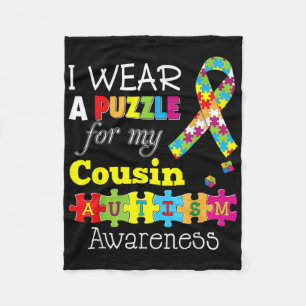 I Love My Autistic Cousin Autism Awareness Day Rai Fleece Blanket