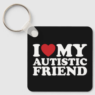 I Love My Autistic Friend Autism Heart Keychain