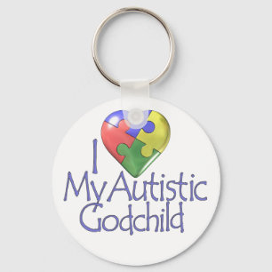 I Love My Autistic Godchild Keychain