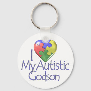 I Love My Autistic Godson Keychain