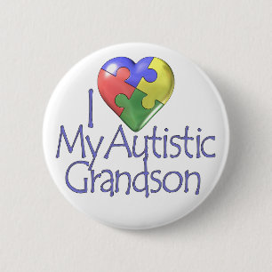 I Love My Autistic Grandson 2 Inch Round Button