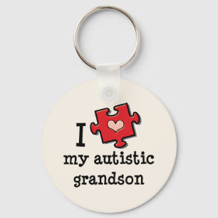 I Love My Autistic Grandson Key Chain