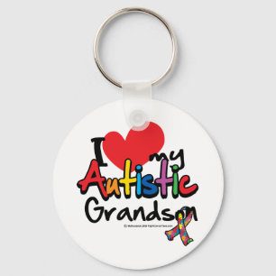 I Love My Autistic Grandson Keychain