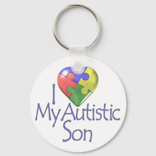 i Love My Autistic Son Keychain