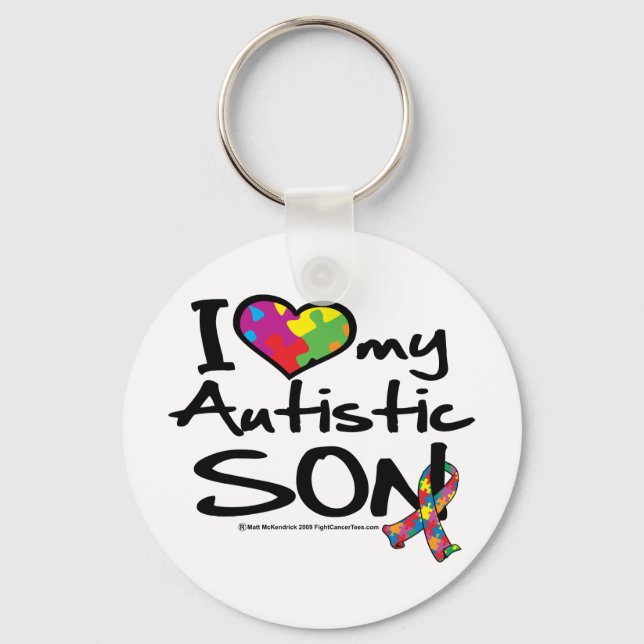I Love My Autistic Son Keychain (Front)