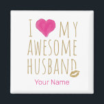I love My Awesome Husband Wedding Anniversary Magnet<br><div class="desc">I Love My Awesome Husband Wedding Anniversary saying for Wife. I Love My Awesome Husband Vintage Watercolor Retro Heart for the Best Husband Ever. I Love My Awesome Husband for Man and Wife marriage Anniversary. I Love My Awesome Husband design with heart for women and men for wedding anniversary. I...</div>