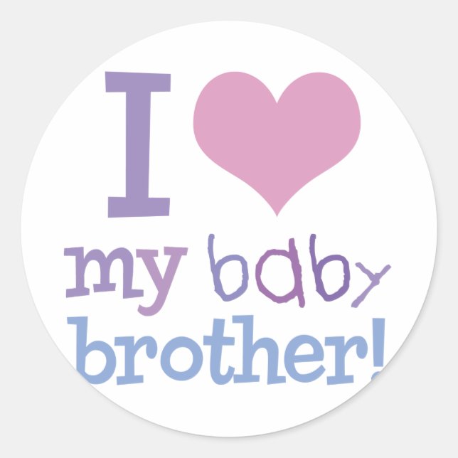 I Love My Baby Brother Classic Round Sticker (Front)