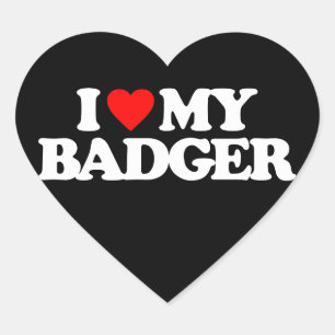I LOVE MY BADGER HEART STICKER