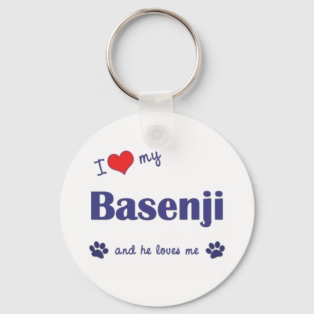 I Love My Basenji (Male Dog) Keychain (Front)