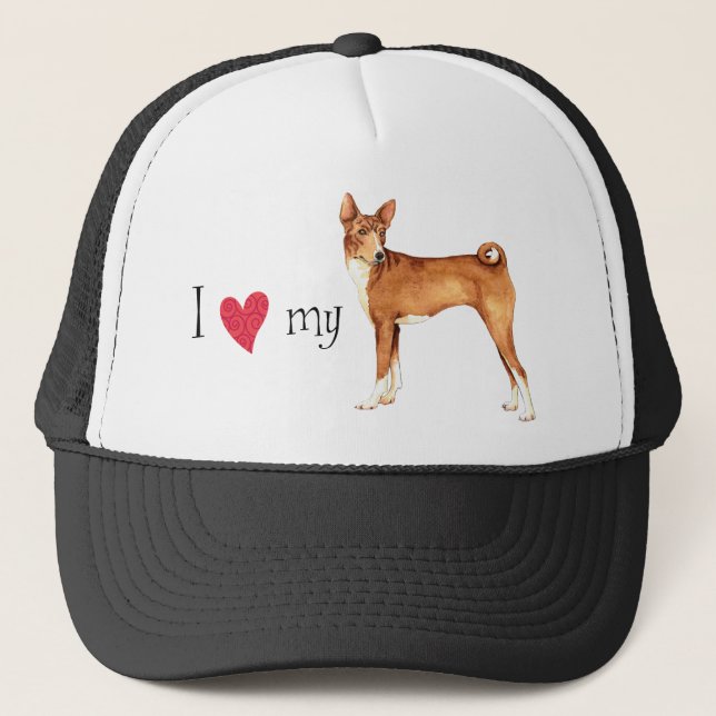 I Love my Basenji Trucker Hat (Front)