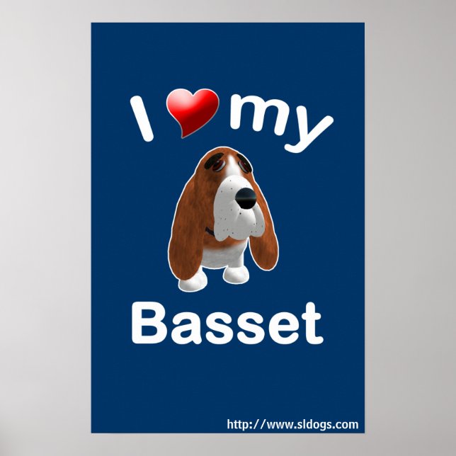 I Love My Basset Affiche (Devant)
