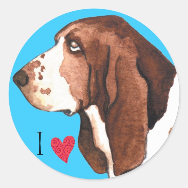 I Love my Basset Hound Classic Round Sticker (Front)