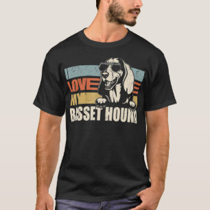 I Love My Basset Hound Cool Dog Vintage Retro T-Shirt