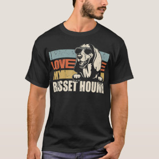 I Love My Basset Hound Cool Dog Vintage Retro T-Shirt