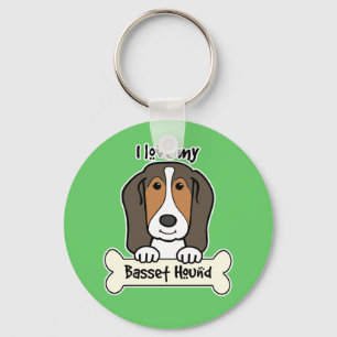 I Love My Basset Hound Keychain