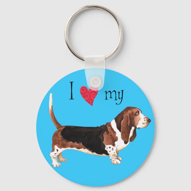I Love my Basset Hound Keychain (Front)