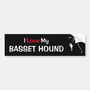 I Love My Basset Hound (Red) Bumper Sticker