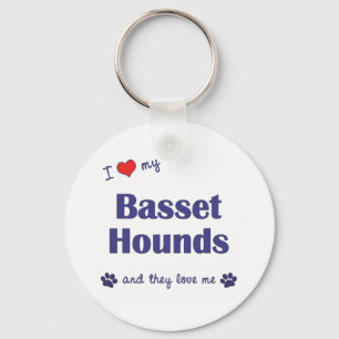I Love My Basset Hounds (Multiple Dogs) Keychain