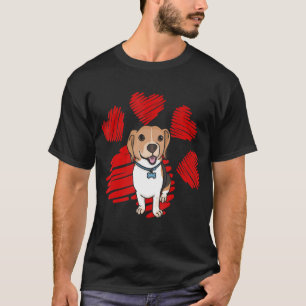 I Love My Beagle Dog Paws With Heart Valentine T-Shirt