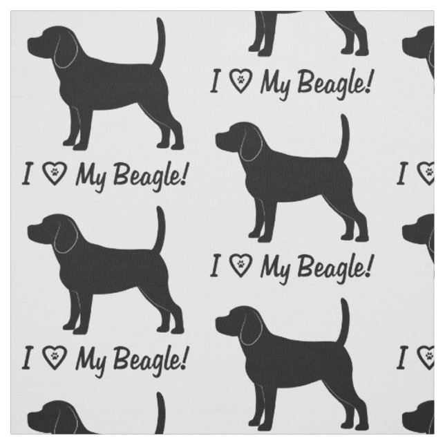 I Love My Beagle Fabric (Swatch)