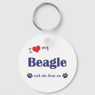 I Love My Beagle (Female Dog) Keychain