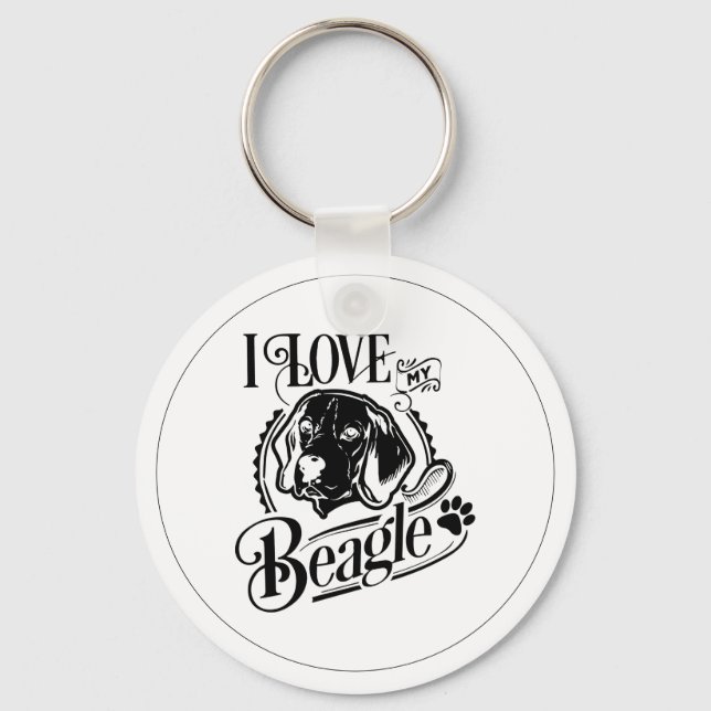 I Love My Beagle Keychain (Front)