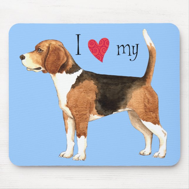 I Love my Beagle Mouse Pad (Front)