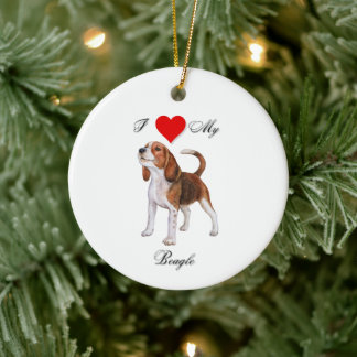 I love my beagle standard ceramic ornament