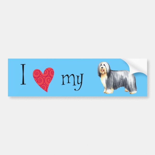 I Love my Bearded Collie Bumper Sticker (Front)