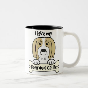 I Love My Bearded Collie Two-Tone Coffee Mug