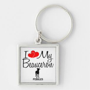 I Love My Beauceron Dog Keychain