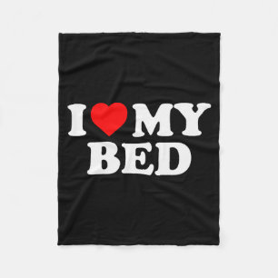 I Love My Bed - Red Heart Fleece Blanket