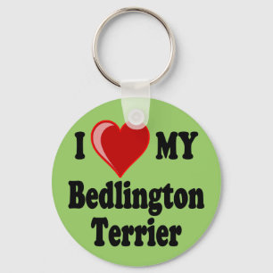 I Love My Bedlington Terrier Dog Keychain