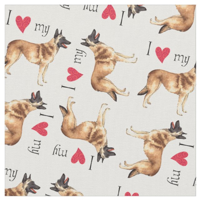 I Love my Belgian Malinois Fabric (Close Up)