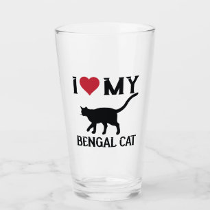I Love My Bengal Cat Glass