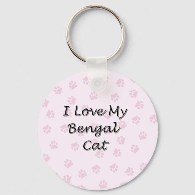 I Love My Bengal Cat Keychain (Front)
