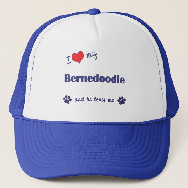 I Love My Bernedoodle (Male Dog) Trucker Hat (Front)
