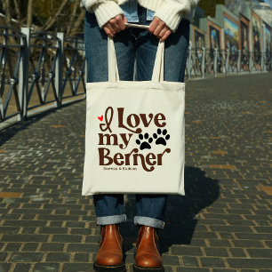 I Love My Berner Bernese Mountain Dog Custom Name  Tote Bag