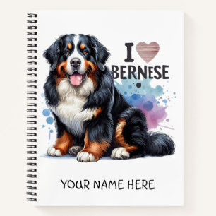 I Love My Bernese Mountain Dog Personalized Name Notebook