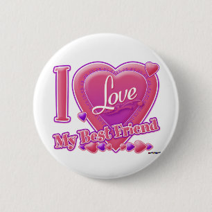 I Love My Best Friend pink/purple - hearts 2 Inch Round Button