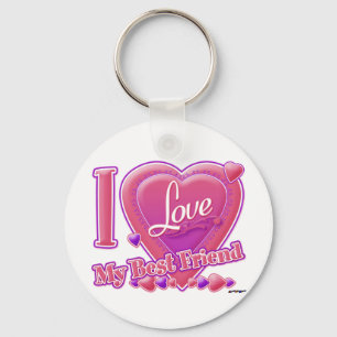 I Love My Best Friend pink/purple - hearts Keychain