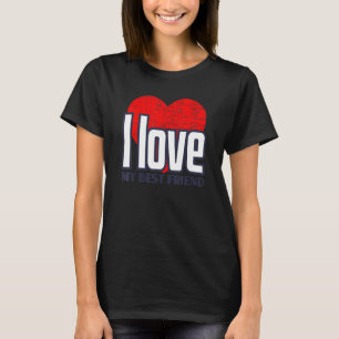 I Love My Best Friend Retro Big Heart Matching Fri T-Shirt