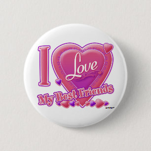 I Love My Best Friends pink/purple - hearts 2 Inch Round Button