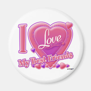 I Love My Best Friends pink/purple - hearts Magnet