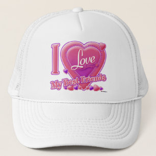 I Love My Best Friends pink/purple - hearts Trucker Hat