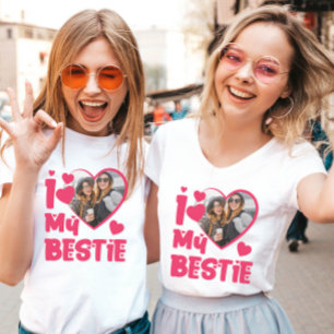 I Love My Bestie Custom Photo Heart-Shaped Design T-Shirt