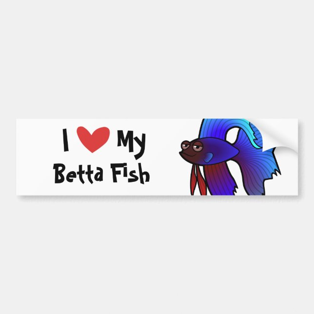 I Love My Betta Fish / Siamese Fighting Fish Bumper Sticker (Front)
