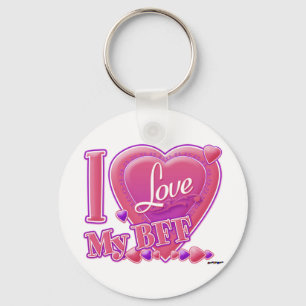 I Love My BFF pink/purple - hearts Keychain