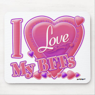 I Love My BFFs pink/purple - hearts Mouse Pad