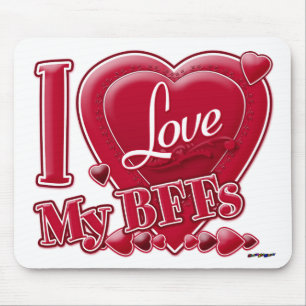 I Love My BFFs red - heart Mouse Pad